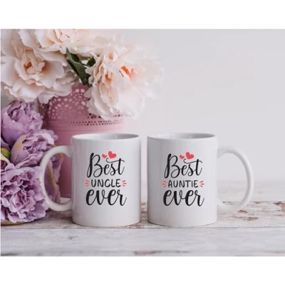 Image of Best Uncle Ever and Auntie Gift Mug, Coffee Mug Happy Birthday, Christmas, from Niece Nephew
