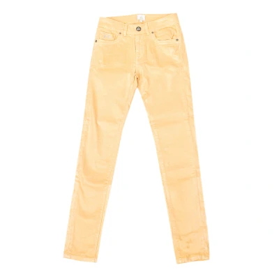 Image of La Martina Womens Shiny stretch pants with skinny cut hems JWT010 woman Yellow Cotton Size 33 (Waist)