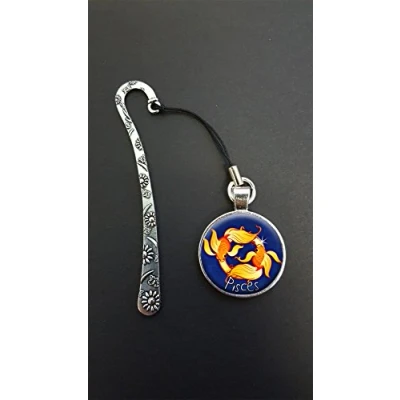 Image of Pisces Pendant On a Silver Coloured Design Bookmark Ideal Birthday Gift N44