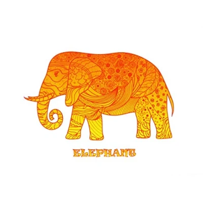 Image of Half a Donkey The Orange Zentangle Elephant Design Large Cotton Tea Towel