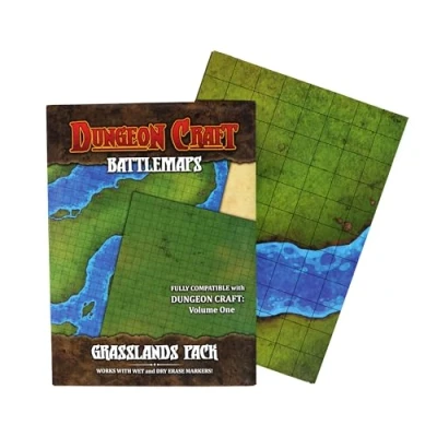 Image of Dungeon Craft Battlemaps Board Game, Battle Mat for Dungeons and Dragons, Double Sided Gloss Laminated DND Mat, Wet Dry Erase Board, Table Top Games (Grasslands Pack, 24&quot;x33&quot;/1&quot; Grid)