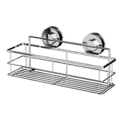 Image of Blue Canyon Gecko Short Bottle Rack, Shower Caddy with Quick Lock Vacuum Suction Cup, No Drill and Screws Required, Removable, Reusable Repositionable, Stainless Steel