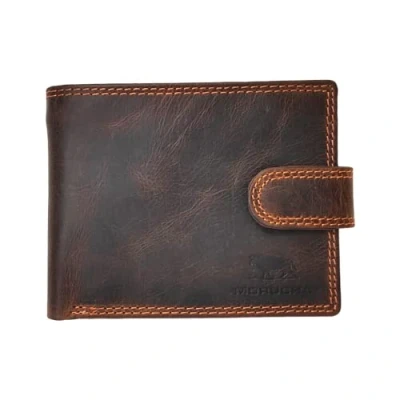 Image of MORUCHA Wallets Men Anti Theft RFID Blocking Genuine Distressed Hunter Leather Passcase Wallet Money Cards Coin Organiser Purse Gift for M80 Dark Brown