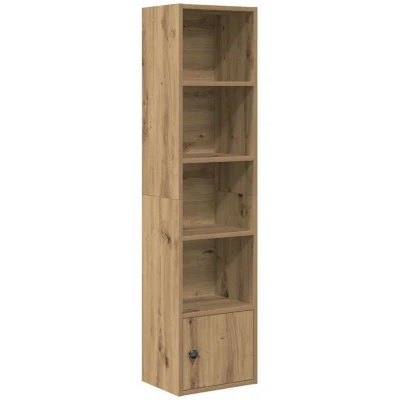 Image of vidaXL Engineered Wood Bookcase With Shelves/Cabinet Artisan Oak, 31x24x127cm Living/Office Use