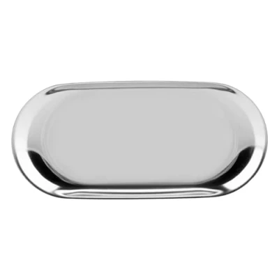 Image of Nordic Style Stainless Storage Tray Towel Cosmetics Jewelry Fruit Cake Plate for Office Home Desks(L Silver)