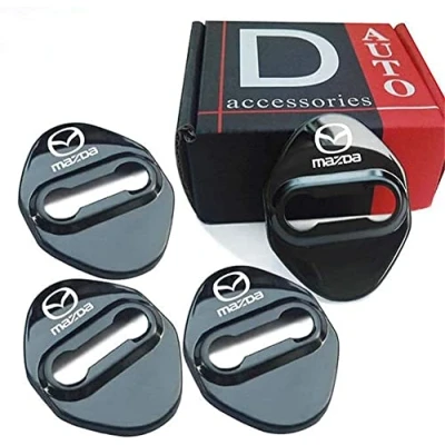 Image of 4Pcs Stainless Steel Car Door Lock Cover for Mazda 3 6 Miata Mx 5 Cx 9, Latches Protector Caps, Anti Corrosion Protective Decoration