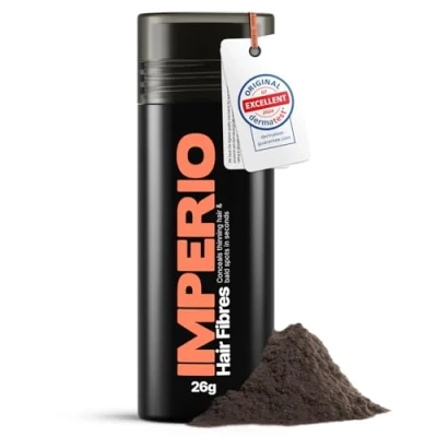 Image of IMPERIO Hair Fibres for Thickening &amp; Full in Seconds. Shake on filler an Authentic Look. 100% Natural! Premium Salon Quality Building 26g (dark brown)