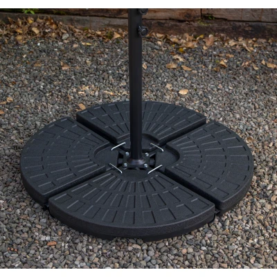 Image of Samuel ALEXANDER 4 Pack 52/70Kg Decorative Round Water/Sand Filled Black Hanging/Banana/Cantilever Garden Patio Decking Parasol Base Weight