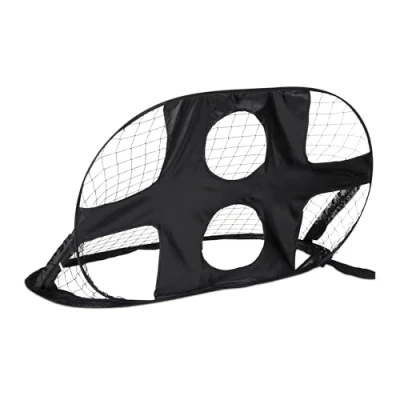 Image of Relaxdays Pop up Football Gate, Soccer Practice, Sport Equipment, Kids &amp; Adults, HWD: 80 x 120 85 cm, Goalposts, Black, Polyester