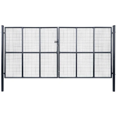 Image of vidaXL Mesh Garden Gate Galvanised Steel 400x200 cm Grey