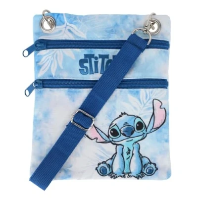 Image of Disney Passport Bag Crossbody Travel Stitch Sitting, Light Blue