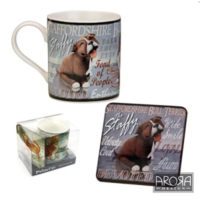 Image of Dog Lover Gift Staffy Mug &amp; Coaster Set