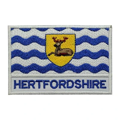 Image of Hertfordshire County Flag Logo Embroidered Iron on Patch Sew Badge Applique for Clothes