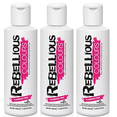Image of Rebellious colour Semi Permanent hair Dye Conditioning vegan cruelty free direct application 300ml (Flamingo Pink)