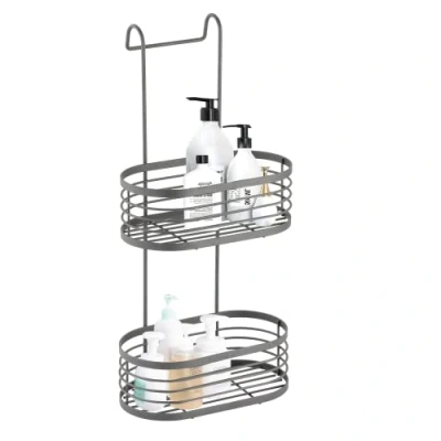 Image of Blue Canyon 2 Tier Hanging Shower Caddy, No Drill Stainless Steel Bathroom Shelf, Non Rusting Storage Shelves, Accessory for Organisation Basket Organizer, Grey