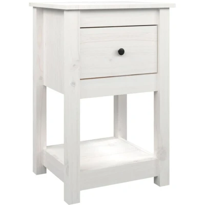 Image of vidaXL Bedside Cabinet White 40x35x61.5 cm Solid Wood Pine