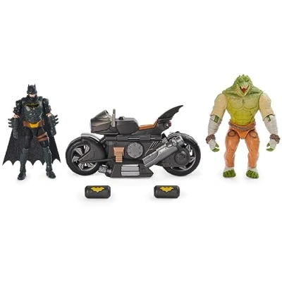 Image of DC Comics, Batman Transforming Batcycle Battle Pack with Exclusive 10 cm Killer Croc and Action Figure, Kids’ Toys for Boys Girls Aged 4+