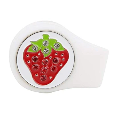 Image of VBESTLIFE Vbest life Golf Hat Clip,Silicone Fruit Pattern Ball Marker with Magnetic Practicing Accessory(White Strawberry) Leisure Sport
