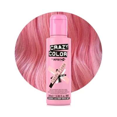 Image of Crazy Color Vibrant Candy Floss Semi Permanent Hair Dye. Highly Pigmented Pastel Pink Conditioning &amp; Oil Nourishing Vegan Formula No Bleach or Ammonia 100ml