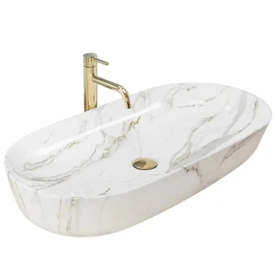 Image of REA U8404 Bathroom Sink Made of Ceramic Cleo 81 Shiny Aiax Stone imitation U8404, Gray