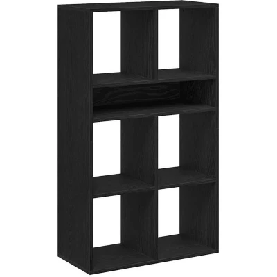 Image of vidaXL Book Cabinet Black Engineered Wood Bookshelf/Display Shelf, 66x31x112 cm Office/Living Room