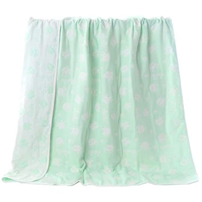 Image of Hayisugar Soft Baby Blankets 6 Layer Muslin Cloth 100% Cotton Kids Toddler Blanket Swaddle for Boys &amp; Girls, Green Cow, 110 x 105 cm