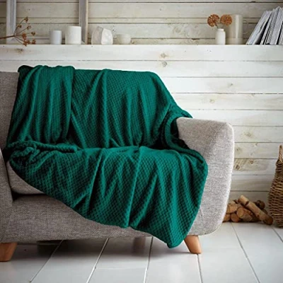 Image of GC GAVENO CAVAILIA Soft Throw, Fluffy Blankets For Sofas OR Settees, Thermal Warm Cosy Throws, Green, 150X200 Cm, 727415