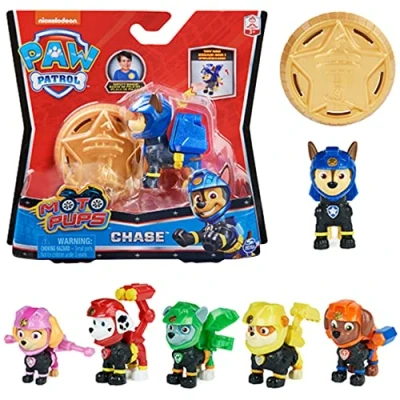 Image of Paw Patrol, Moto Pups Rubble Collectible Figure with Wearable Deputy Badge, for Kids Aged 3 and up