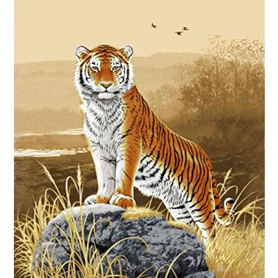 Image of Yorkshire Homeware Animal Pattern Luxury 3D Faux Fur Throws Blankets For Sofa Bed Double King Size (Standing Tiger, 150 x 200cm)