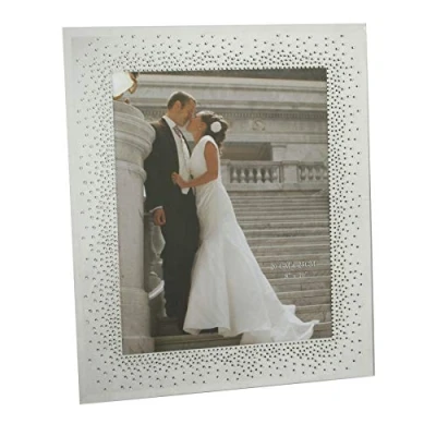 Image of Juliana Mirror Glass Wedding Photo Frame Starburst Crystals 8x10 FG51380