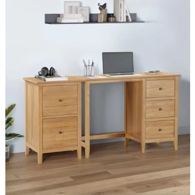 Image of Hallowood Furniture Aston Office Desk and Filing Cabinet Set, Wooden Table with 3 Drawers 2 Drawers, Vanity Desk, Bedroom Furniture, Computer for Home