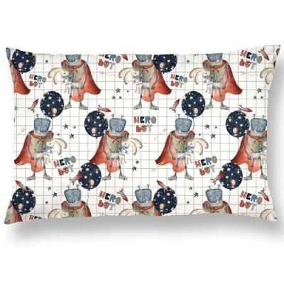 Image of SUPERBE BEBE Children&#039;s Pillow with Cotton Pillowcase Suitable for Ages 3 to 10 Size 60x40cm Soft, Hypoallergenic Machine Washable Ideal Bed, Travel, and Naps