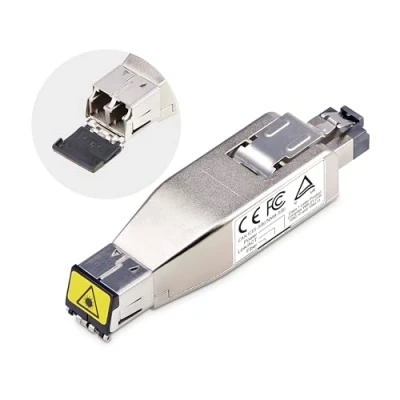 Image of StarTech.com Gigabit Fiber to RJ45 Ethernet Media Converter Dongle, Optical Singlemode 10km/Multimode 800m, TAA, PoE Powered