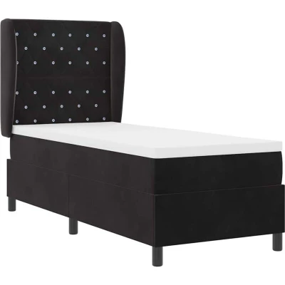 Image of vidaXL Box Spring Bed with Mattress in Black, 80x200 cm Velvet