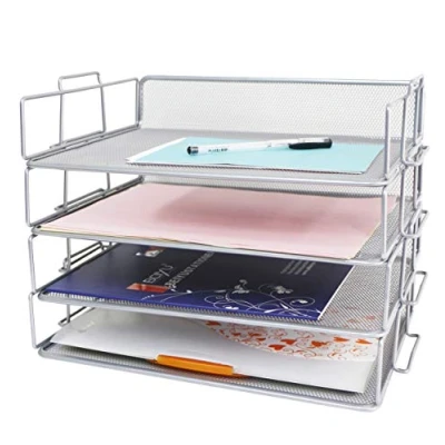 Image of Exerz Paper Sorters 4pcs /Stackable Letter Trays 4 Tiers/File Trays/Desk Organiser Metal Office, School, Home