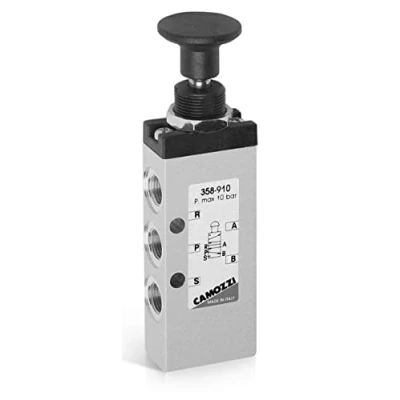 Image of Camozzi 358 915 Manually Operated Valve, 5/2&quot; Way, 1/8&quot;, Push Pull Knob Spring