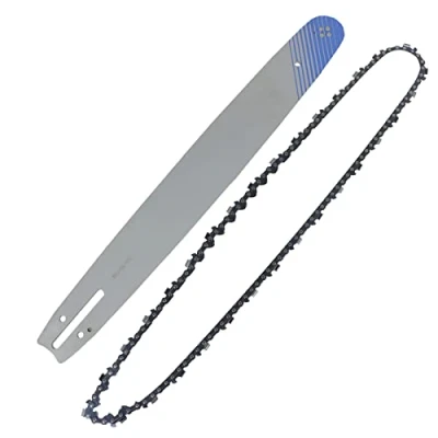 Image of SPARES2GO 18&quot; Chain &amp; Bar Set compatible with Ryobi Chainsaw (62 Links, 3/8″ LP, 45cm)