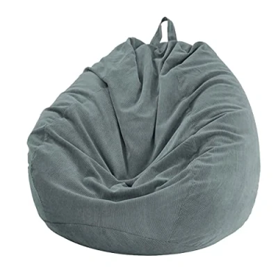 Image of Chickwin Bean Bag Chair Cover, Corduroy Without Filling for Outdoor and Indoor Relaxation, Lounge Chair, Bedroom Cushion (Charcoal, 70 x 80 cm)