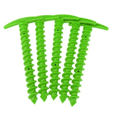 Image of sharprepublic 5x Hand Screw in Camping Stakes/Pegs for Tents Works Well Green