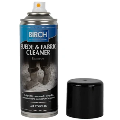 Image of BIRCH Suede Nubuck &amp; Fabric Cleaner for Shoes, Bags, Boots, Jackets Shampoo Cleaning Foam Removes Stains Marks Stain Remover all Colours 200ml