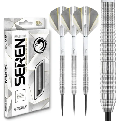 Image of RED DRAGON Darts Seren Pure 2 21g 90% Tungsten Professional Steel tip Set with Dart Flights and Shafts (Stems)