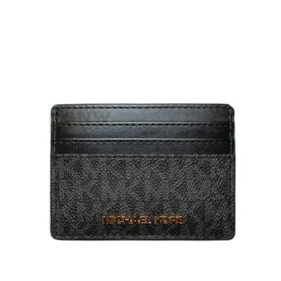 Image of Michael Kors Jet Set Travel Large Card Case Holder MK Print Saffiano Leather (Black)