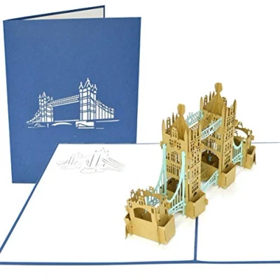 Image of PopLife London Tower Bridge 3D Pop Up Greeting Card for All Occasions UK Travellers, Architecture and History Lovers Folds Flat Birthday, Mother’s Day, Graduation, Retirement, Anniversary