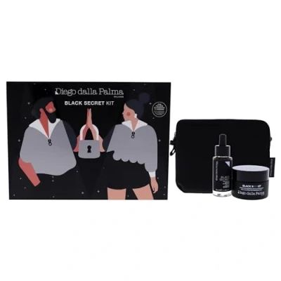 Image of Diego Dalla Palma Black Secret Kit For Women 3 Pc 1.7oz Skin Renewing Micropeeling Cream, 1oz Uniforming Purifying Serum, Bag