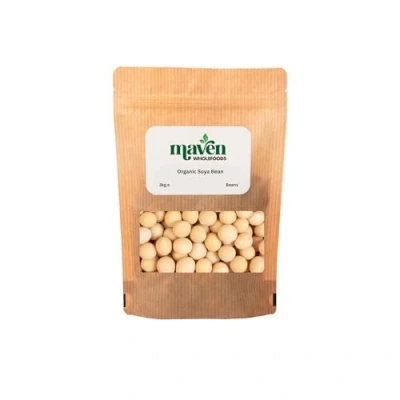 Image of Maven wholefoods Organic Soya Beans 3kg Raw GMO Free High Fibre &amp; Protein Certified Suitable for Vegetarian Vegan Packed Fresh in Resealable Bags