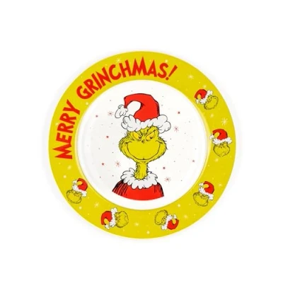 Image of United Labels Grinch Christmas Plate 26.5 cm, Green, Merry Grinchmas Ceramic Cookie for and Advent,