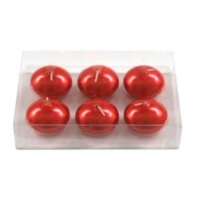 Image of Marco Paul Christmas Traditional Floating Candles Red (Set of 6) Xmas Non Scented Wax Tealights Indoor Decorations, Living Room, Wedding Decor (10cm x 10cm Each)