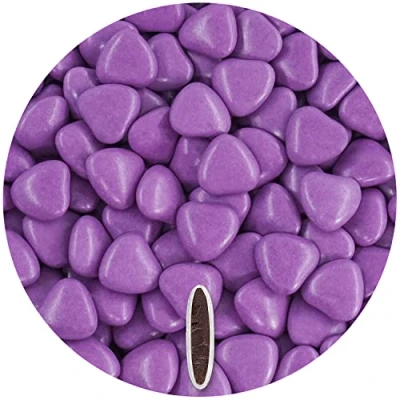 Image of EinsSein 0,5kg sugared chocolate hearts dragees med purple glossy heart chocolates sweets dragées wedding mini favours guests shapes table party baptism sweet almonds