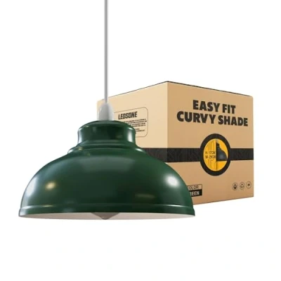Image of LEDSone Industrial Ceiling Pendant Light Shades, Retro Vintage Style Curvy Dome Shaped Lamp Shade for Lights (Green)