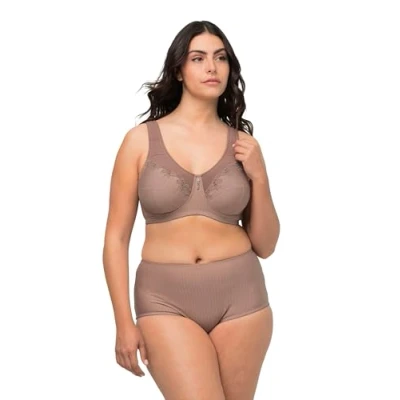 Image of Ulla Popken Women&#039;s Relief Bra, Cup C g, Taupe, 52E